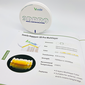 <span class=keywords><strong>Vsmile</strong></span> Produits en gros Haute translucide Plus Couleur Preshade 3d Pro Bloc de zircone pour poudre dentaire Cad Cam - Product Image 2