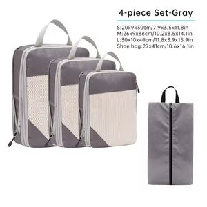 Latest 4 Pcs Set Pouch Bags Luggage <b>Space</b> <b>Saving</b> Compression Packing Cubes for Travel Duffel <b>Shoes</b> Organizer - Product Image 4