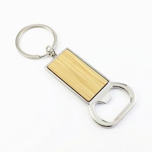 Creative Rotating Bamboo Slice Cross Bottle Opener Keychains <b>Blank</b> Wood Openers <b>Key</b> Chains Tag for Engravable DIY Crafts - Product Image 3