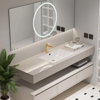 Étagères de salle de bain personnalisées pour hôtels et villas, meuble-lavabo mural avec miroir intelligent LED, OEM/ODM