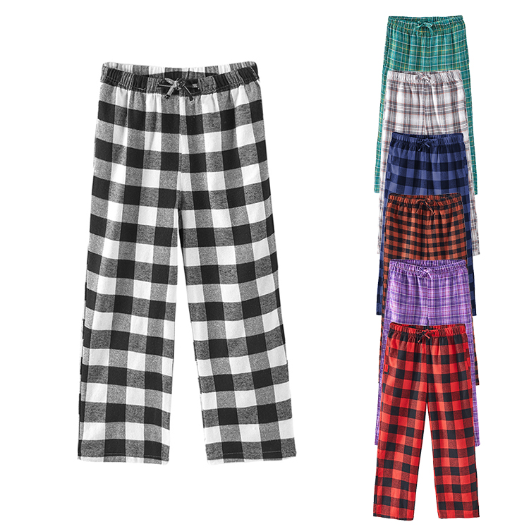 Kerst Kinderen Flanel Lounge Broek Losse Casual Katoen Custom Kids Plaid Pyjamabroek