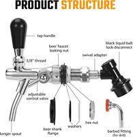 Robinet de brassage artisanal réglable 2-en-1 avec contrôle du débit, finition chromée, filetage G5/8