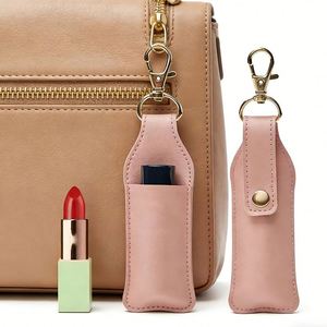 Fashion Personalized PU Leather Lipstick Protective Case Keychain Single Holder Portable Travel <b>Mini</b> Perfume Bottle Storage <b>Bag</b> - Product Image 1
