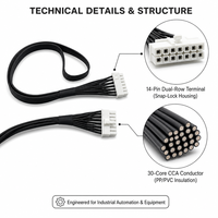Konektor Molex 5557 14 Pin 2x7 Jalur 30 Inti Kabel Industri CCA dengan Isolasi PP dan Selubung PVC untuk Robotik Pabrik