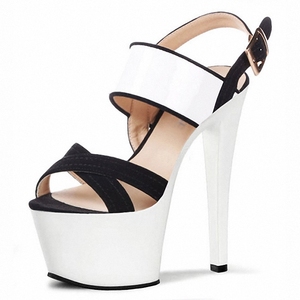 Mô hình giày cực vũ công 17cm Gót hoàn chỉnh ăn mặc Gothic Fetish mùa hè bị rò rỉ Toe gót phụ nữ lớn Dép transvestite - Product Image 2