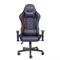 Chaise de jeu moderne avec éclairage RGB professionnel, en cuir PU, avec fonction de massage extensible et design pivotant pour configuration de jeu à domicile