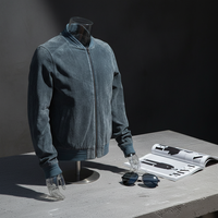 Veste en cuir suédé pour homme, fabrication OEM en gros, personnalisable, automne-hiver, grande taille, unie, style motard, veste bomber en suédé élégante