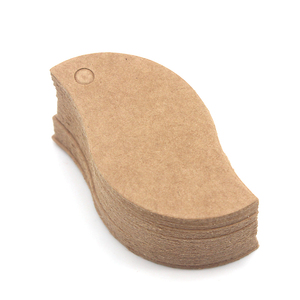 Mini etiquetas colgantes de papel Kraft 100 unids/lote, pegatina adhesiva con patrón de hoja marrón blanca, cartón para ropa, fabricación de tarjetas de boda - Product Image 3