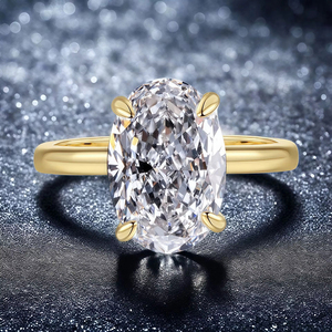 Anelli da Donna ZhuQian all'Ingrosso in Lega Placcata <span class=keywords><strong>Argento</strong></span> <span class=keywords><strong>e</strong></span> <span class=keywords><strong>Oro</strong></span> con Zirconia Cubica Ovale Scintillante - Gioielli Mozzafiato - Product Image 1