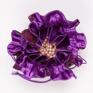 Özel Logo toptan seyahat takı çantası yuvarlak şekil kolye İpli toz organizatör saten malzeme çanta ambalaj - Product Image 6