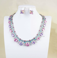 Ensemble collier et boucles d'oreilles vintage en cuivre plaqué platine pour femme, cadeau de mariage, de fiançailles ou d'anniversaire HBL2868