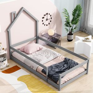 Kids <b>Bed</b> <b>House</b> Shape Grey Durable Framework Bedroom Furniture For Children - Product Image 3
