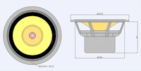 LS-05 Lii Song Fast-8 8 haut-parleur HiFi à gamme complète de 8 pouces unité de haut-parleur à gamme complète Re 6.33 Ohms(dc)/ Res 64.66 Ohms1 paire