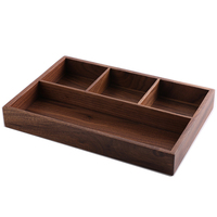Vente chaude Rectangle Boîte De Rangement En Bois Sculpté Simple Maison Hôtel Restaurant Plateau Respectueux De L'environnement Partition Boîte De Rangement