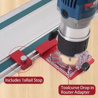 Adaptateur de rail de guidage pour rainures de fraisage linéaires, support auxiliaire en alliage d'aluminium avec butée, outils de menuiserie