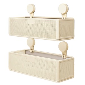 GQK Panier de rangement mural rectangulaire moderne à un seul niveau, sans perçage, en maille, pour salle de bain, lavabo, toilettes, cuisine - Product Image 1