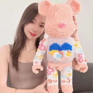 Grosir Anime Bearbrick kompatibel dengan Legoed DIY Model Puzzle anak-anak perakitan mainan anak blok bangunan plastik Polybag