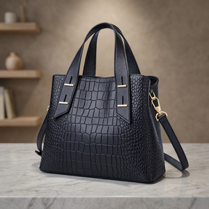 BS INTERNATIONAL Bolso de Mano de Cuero Genuino para Mujer, de Alta Calidad, Elegante, con Dos Asas, Cierre de Cremallera, Impermeable - Product Image 4