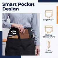 Tablier de taille personnalisé avec impression de logo |   Tissu imperméable résistant aux taches d'huile avec 3 poches |   pour le personnel des restaurants, cuisines et cafés