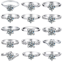 Bague de Fiançailles et Alliance Personnalisées en Argent S925 avec Moissanite et Zircon Cubique, Tailles Ovale, Poire, Radiant, Princess, Heart Cut