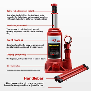 Crics Bouteilles Hydrauliques Rouges Robustes de Grande Capacité 2T/3T/5T/8T/10T/12T/16T/20T/50 <span class=keywords><strong>Tonnes</strong></span> pour Outils de Réparation Auto, Voiture, Véhicule, Camion, Camping-Car - Product Image 3