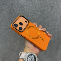 Coque de téléphone portable magnétique de luxe orange personnalisée pour iPhone 17 16 Pro Max, antichoc, en PC, protection intégrale