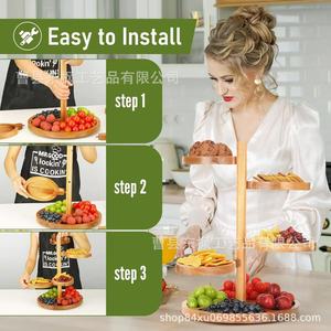 Estante giratorio de madera de 5 niveles para almacenar frutas y refrigerios, bandeja multiusos para postres de fiesta - Product Image 1