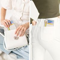 Portefeuille fin et compact pour femmes, avec fenêtre d'identification, couleur crème, blocage RFID, minimaliste, pour poche avant, porte-cartes de crédit