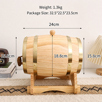 Baril à vin en pin avec robinet et support, baril décoratif en pin massif pour whisky et bière, décoration de bar à domicile