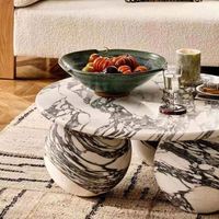 Arabescato Table de salon en marbre blanc Sphère ronde Base boule Table basse en marbre Design moderne