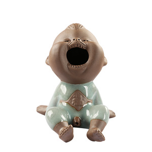 Creative Peeing Child Tea Pet <b>Ceramic</b> Figurine Manneken Pis Tea Tray <b>Ornament</b> Home Decor Living Room Feng Shui Style - Product Image 5