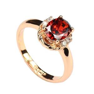 Ruby Ring For Women 18K Gold Plated Round Cut Imitation Diamond Everyday Wear Jewelry - Product Image 5