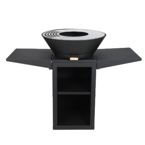 Barbecue à charbon européen robuste de haute qualité pour jardin, en acier au carbone noir, mobilier de cheminée - Product Image 3