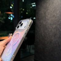Coque arrière magnétique transparente électroplaquée couleur dégradé diamant scintillant pour iPhone 17 Pro Max iPhone 17 Air 16 15 14 Plus