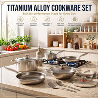Ensemble de casseroles en acier inoxydable, batterie de cuisine en titane, poignée martelée saine pour une meilleure cuisson