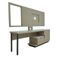 Meuble TV long en bois MDF personnalisé pour chambre d'hôtel, meuble TV classique pour hôtel, table de télévision en bois massif pour hôtel