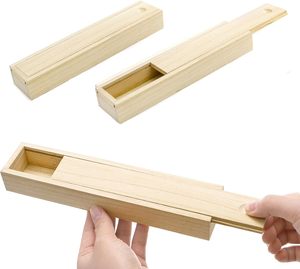 Boîte en bois non finie personnalisée avec couvercle coulissant Petite boîte à crayons étroite Boîte cadeau rectangulaire pour l'art, le <span class=keywords><strong>rangement</strong></span> de bijoux et de colliers - Product Image 3