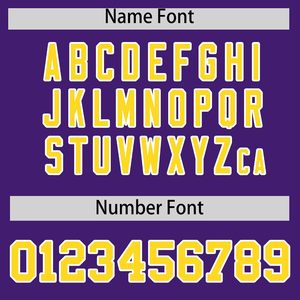 Camiseta de Béisbol Personalizada Unisex para Adultos, Morada y Amarilla, con Nombre y Número Bordados, Cuello de Béisbol con Tecnología de Absorción de Humedad - Product Image 5