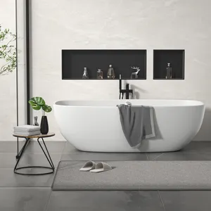 Plus populaire en 2023 Carrelage encastré ou marbre noir mat Rectangle salle de bain rangement douche niche murale