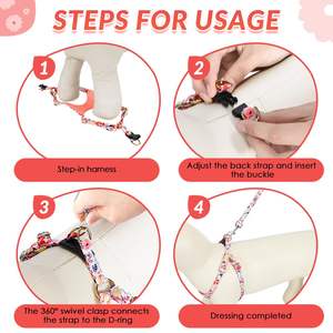 HIPHOPPET犬用ハーネスなし犬用ハーネスセットソフト軽量花柄子犬用ハーネス調整可能ペット用ハーネスアウトドア - Product Image 3