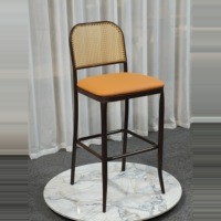 Tabouret de bar en rotin confortable et élégant, avec structure en métal, pour intérieur, vente en gros, fournisseur OEM personnalisé