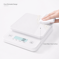 Balance de cuisine numérique haute précision ultra-mince, pesée électronique des aliments pour la cuisson et la pâtisserie, design minimaliste blanc en verre trempé, unités en grammes