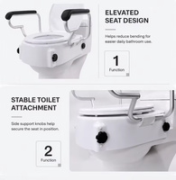 Bidet portable en HDPE pour personnes âgées avec protection solaire, poignées et siège de toilette surélevé