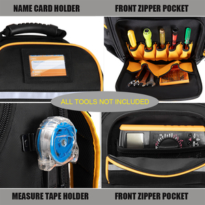 <b>Heavy</b> <b>Duty</b> Waterproof OEM Tool <b>Backpack</b> with Hard Bottom and Tool Pouch 25-29 Pockets & Laptop Pocket - Product Image 2