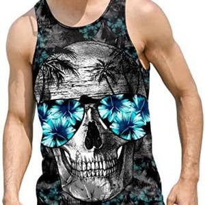2025 Trending Men's Large <b>Hawaiian</b> Print Sport Tank <b>Top</b> Sleeveless Summer Beach Casual Eco-Friendly Quick Dry Custom Colors - Product Image 4