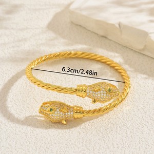 Snake Shape <b>Crystal</b> Rhinestone Open Bangle For Women Fashion Jewelry Gift - Product Image 4