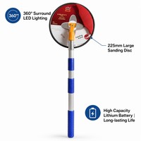 Outil de ponçage mural à manche extensible avec éclairage LED et support de papier de verre rechargeable par USB pour le lissage des cloisons sèches (vente en gros)