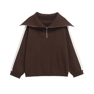 <span class=keywords><strong>Pull</strong></span> et pantalon en tricot à col rabattu à manches longues à motif uni de style européen américain pour femmes, nouveau printemps - Product Image 5