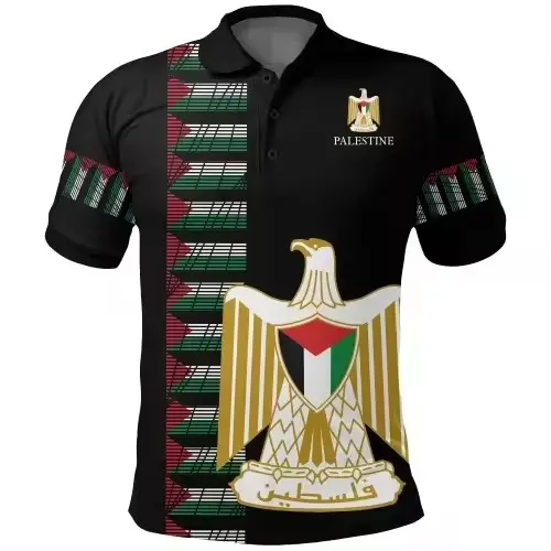 Polo de Golf de secado rápido ajustado regular para hombre palestino personalizado y al por mayor Polo de Golf técnico para hombre con insignia negra personalizado