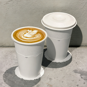 แก้วกาแฟกระดาษคราฟท์เยื่อชานอ้อยแบบสองชั้น ย่อยสลายได้ เป็นมิตรต่อสิ่งแวดล้อม รีไซเคิลได้ พร้อมฝาปิดแบบพิเศษ - Product Image 1